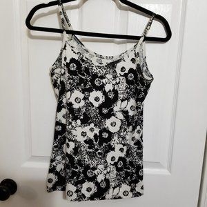 Banana Republic Blcak & White Floral Tank Top.